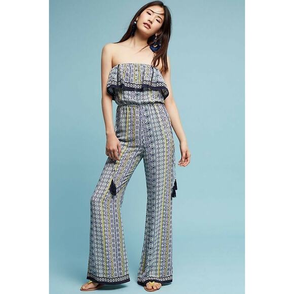 New Anthropologie Alara Strapless Jumpsuit by ASTR $148 Navy X-SMALL - Picture 2 of 3